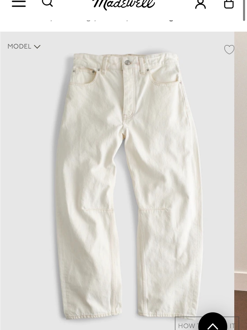 Madewell women's Off-White barrel Jeans